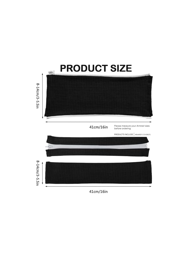 The Bros Office Chair Armrest Cover, 2PCS Black, Computer Chair Slipcover Arm Pad Covers Stretchable Water Resistant Spandex Stretch Jacquard for Desk Chairs Arm - Image 2