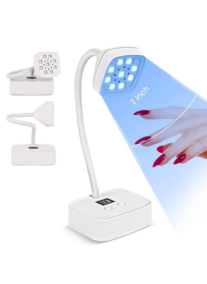 SMALLSHS Led Mini Uv Nail Lamp With Auto Sensor, Gel Nail Quick Dry Gooseneck Uv Light For Nails, 27W Rechargeable Flash Cure Lamp 360° Adjustable Nail Dryer With 2 Timers, Home Diy And Salon Nail Decoration  - Image 1