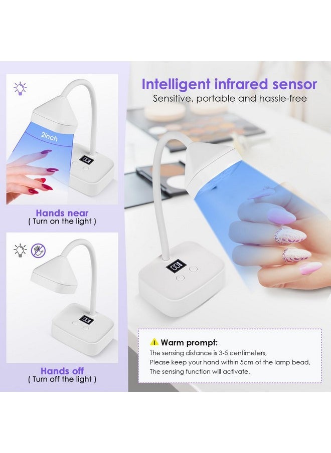 SMALLSHS Led Mini Uv Nail Lamp With Auto Sensor, Gel Nail Quick Dry Gooseneck Uv Light For Nails, 27W Rechargeable Flash Cure Lamp 360° Adjustable Nail Dryer With 2 Timers, Home Diy And Salon Nail Decoration  - Image 2