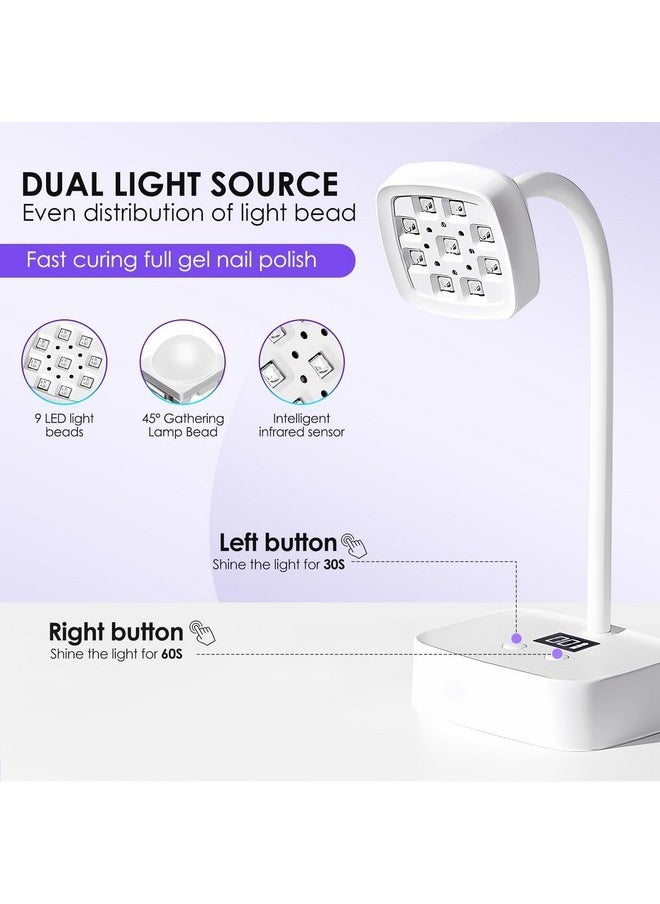 SMALLSHS Led Mini Uv Nail Lamp With Auto Sensor, Gel Nail Quick Dry Gooseneck Uv Light For Nails, 27W Rechargeable Flash Cure Lamp 360° Adjustable Nail Dryer With 2 Timers, Home Diy And Salon Nail Decoration  - Image 5