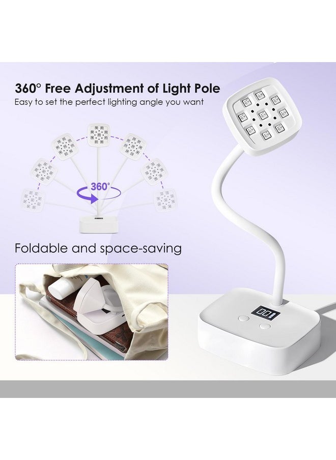 SMALLSHS Led Mini Uv Nail Lamp With Auto Sensor, Gel Nail Quick Dry Gooseneck Uv Light For Nails, 27W Rechargeable Flash Cure Lamp 360° Adjustable Nail Dryer With 2 Timers, Home Diy And Salon Nail Decoration  - Image 3