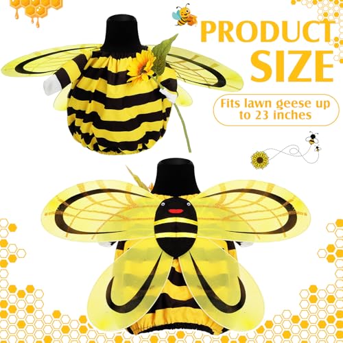 FuWeave Spring Bee Porch Goose Outfit for 23 Porch Goose Clothes with Bee Wings Sunflower for Spring Summer Outdoor Statue Garden Deck Patio Yard Lawn Art Decoration - Image 3