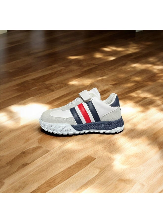 Kids Casual Sneakers White with Velcro & Laces – Lightweight Daily Shoes - Image 2