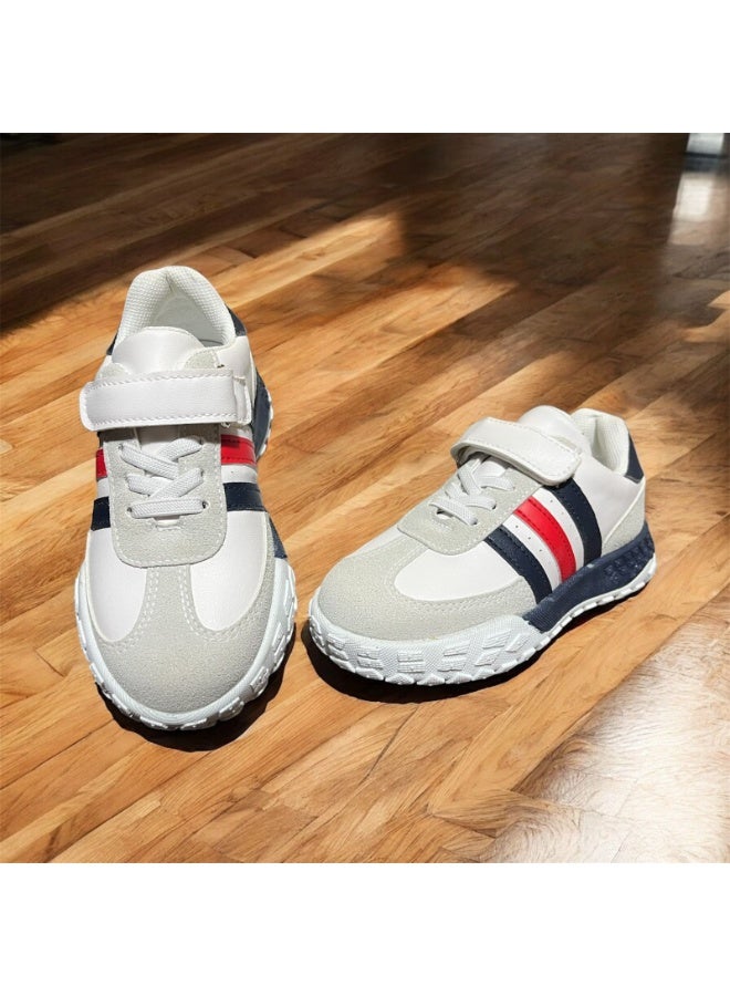 Kids Casual Sneakers White with Velcro & Laces – Lightweight Daily Shoes - Image 1