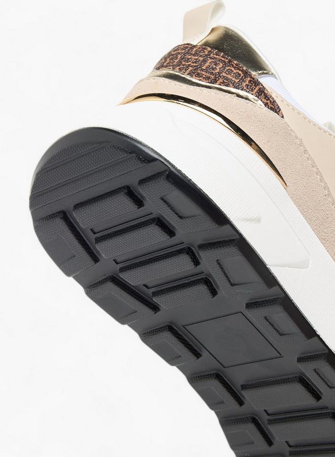 Flora Bella By Shoexpress Womens Monogram Print Sneakers With Lace-Up Closure - Image 4