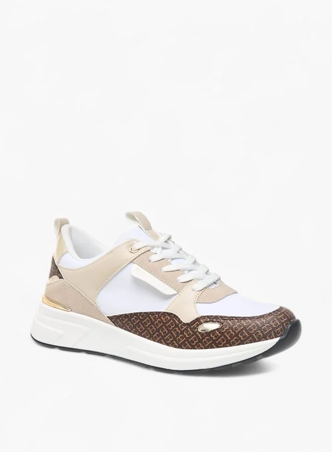 Flora Bella By Shoexpress Womens Monogram Print Sneakers With Lace-Up Closure