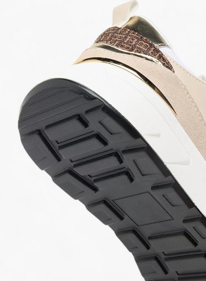 Flora Bella By Shoexpress WHITE Womens Monogram Print Sneakers With Lace-Up Closure for Women | Best Price UAE