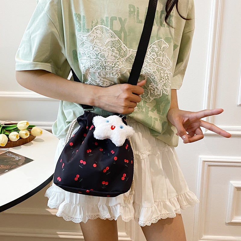 Cute Cherry Bag Women'S Summer Fresh Girl'S College Style Bucket Bag All-Match Artistic Shoulder Bag Small Satchel - Image 4