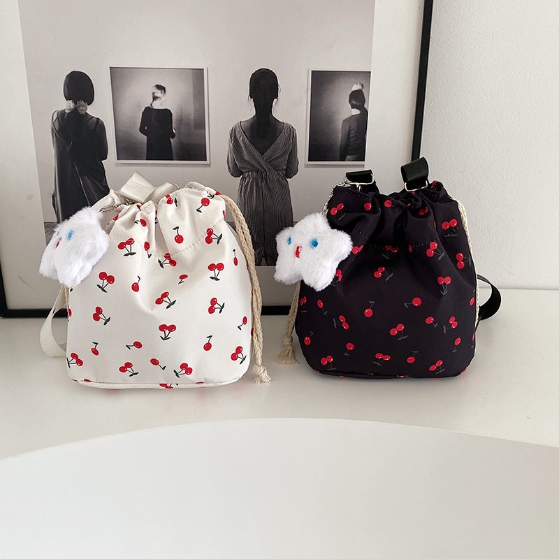 Cute Cherry Bag Women'S Summer Fresh Girl'S College Style Bucket Bag All-Match Artistic Shoulder Bag Small Satchel - Image 5