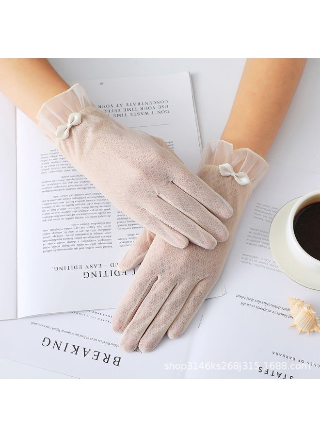 النساء الدانتيل الشمس قفازات السيدات قوس قصيرة القيادة قفازات حماية الأشعة فوق البنفسجية شاشة اللمس