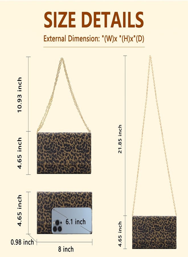 U+U Crossbody Bags for Women, Handbags Cell Phone Wallet Small Purse with Credit Card Slots and Removebale Chain, Leopard - Image 2
