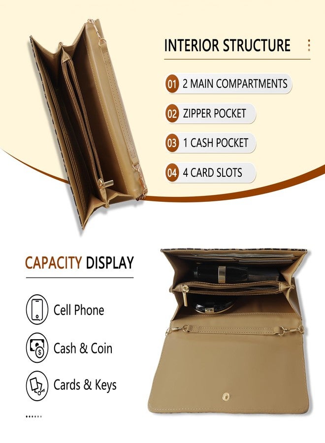 U+U Crossbody Bags for Women, Handbags Cell Phone Wallet Small Purse with Credit Card Slots and Removebale Chain, Leopard - Image 3