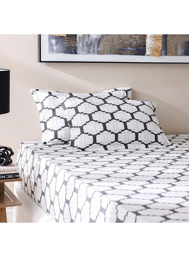 DANUBE HOME Danube Home Bliss 3 Piece King Fitted Sheet Set 180x200 cm Dk. Grey | Cotton /Viscos -180 Thread Count Bedding Set For Bedroom