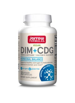 jarrow formulas Dim + Cdg 30 Veggie Capsules Dietary Supplement Supports Hormonal Regulation + Estrogen & Testosterone Balance In Men & Women 30 Servings (Packaging May Vary)  - Image 1