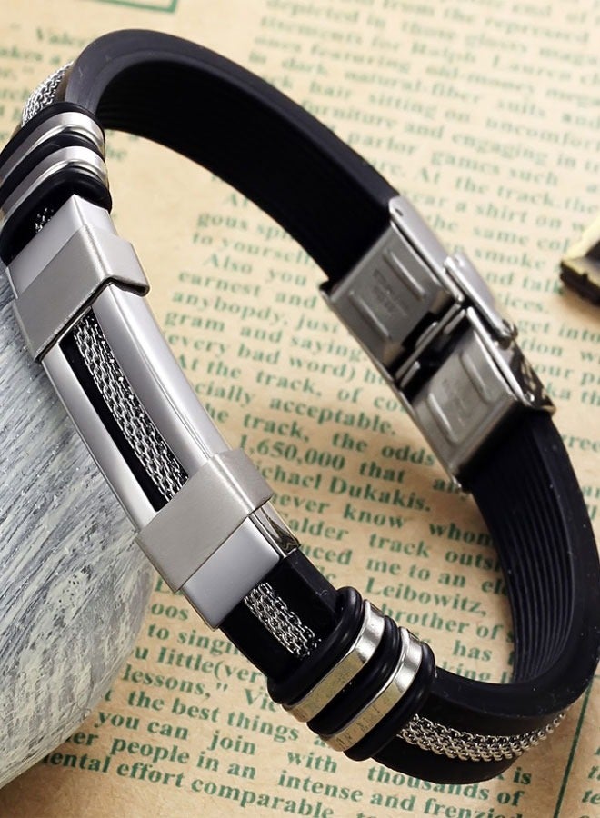 HAWAWA Mens Bracelet Premium Silicone Bracelet for Men and Women with Stainless Steel Magnetic Clasp Bracelets Cuff Bracelet for Men Boys - Image 3