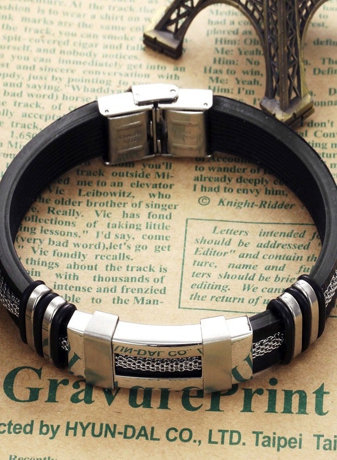 HAWAWA Mens Bracelet Premium Silicone Bracelet for Men and Women with Stainless Steel Magnetic Clasp Bracelets Cuff Bracelet for Men Boys - Image 4