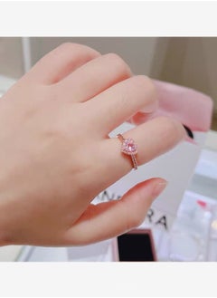 PANDORA Pandora Timeless Women's Classic Cubic Zirconia Rose Gold Copper Silver Alloy Shining Heart of Joy Ring 188421C04  - Image 3