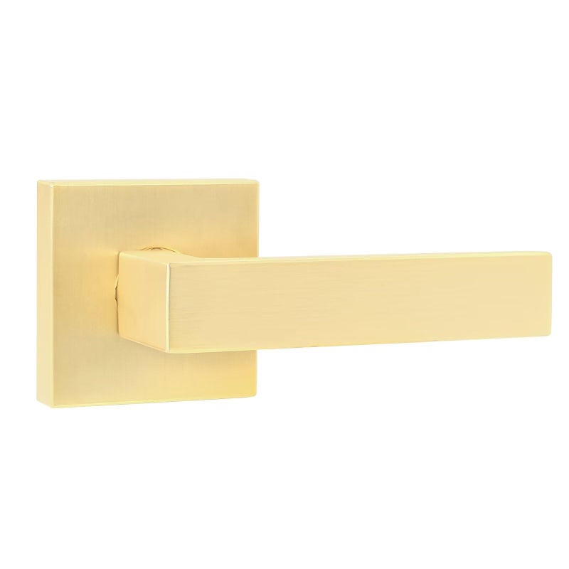 Leydebong 1 Pack Gold Door Lever Door Handle for Closets French Doors Square Dummy Door LeverNonTurning Single Side Pull Easy Installation Pull Only Lever Set