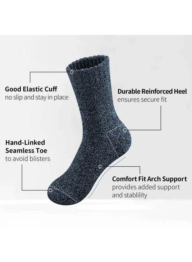 SIMIYA 5 Pairs Wool Socks Mens, Thick Warm Winter Socks, Soft Wool Hiking Socks, Casual Crew Socks for Men - Image 4