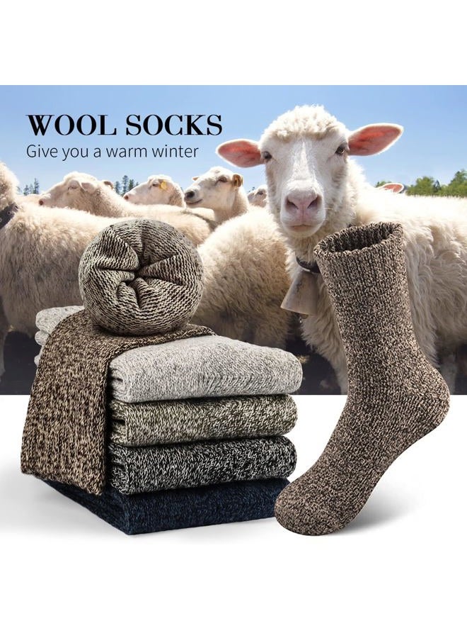 SIMIYA 5 Pairs Wool Socks Mens, Thick Warm Winter Socks, Soft Wool Hiking Socks, Casual Crew Socks for Men - Image 2