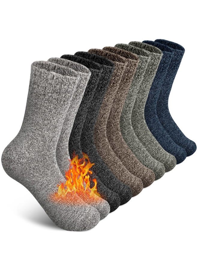 SIMIYA 5 Pairs Wool Socks Mens, Thick Warm Winter Socks, Soft Wool Hiking Socks, Casual Crew Socks for Men - Image 1