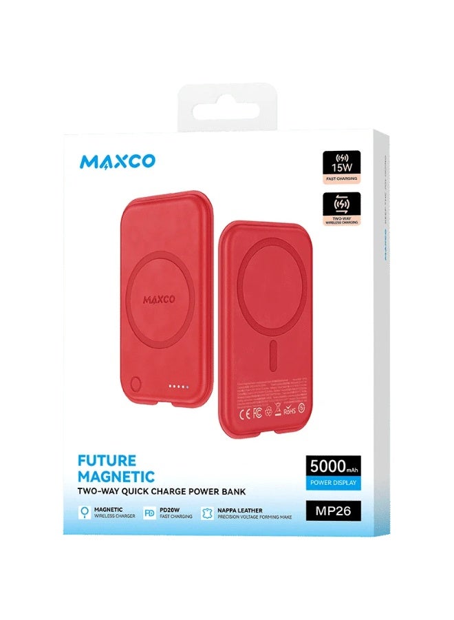 Maxco MP26 5000mAh Two-Way 15W MagSafe Power Bank – Ultra Slim Magnetic Wireless Portable Charger with Fast Charging and Pass-Through Technology – Compact Travel Battery Pack - Image 1