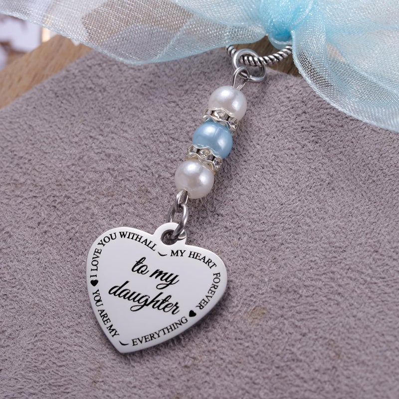 Ralukiia Something Blue for Daughter Bride Gift from Mom, Wedding Bridal Bouquet Charm for Bride, Mother to Daughter Bridal Shower Gift, Blue Pearl Wedding Charm from Mom - Image 3
