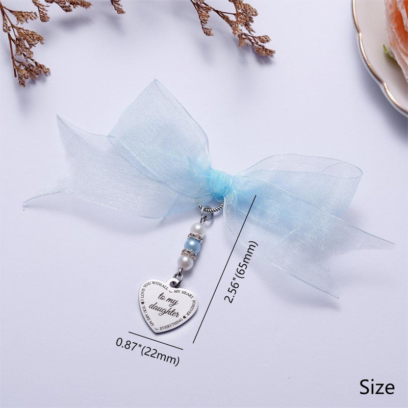 Ralukiia Something Blue for Daughter Bride Gift from Mom, Wedding Bridal Bouquet Charm for Bride, Mother to Daughter Bridal Shower Gift, Blue Pearl Wedding Charm from Mom - Image 4
