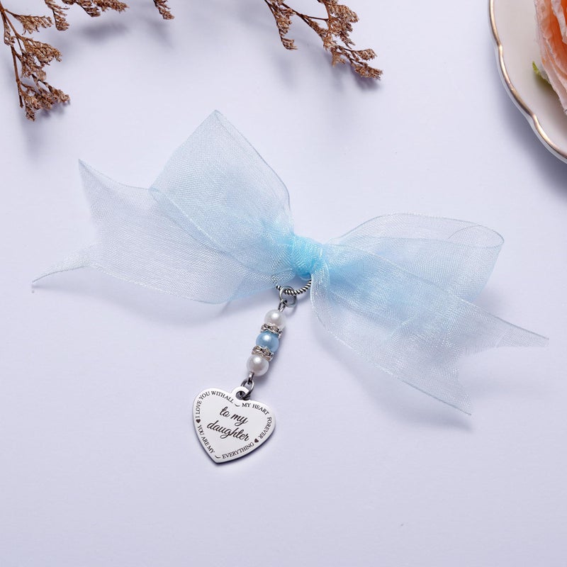 Ralukiia Something Blue for Daughter Bride Gift from Mom, Wedding Bridal Bouquet Charm for Bride, Mother to Daughter Bridal Shower Gift, Blue Pearl Wedding Charm from Mom - Image 2