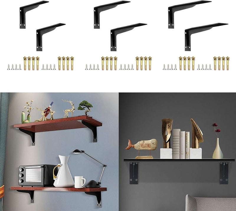 10 Inches Heavy Duty Metal L Bracket Floating Shelf Support Corner Brace 90 Degree - Image 3