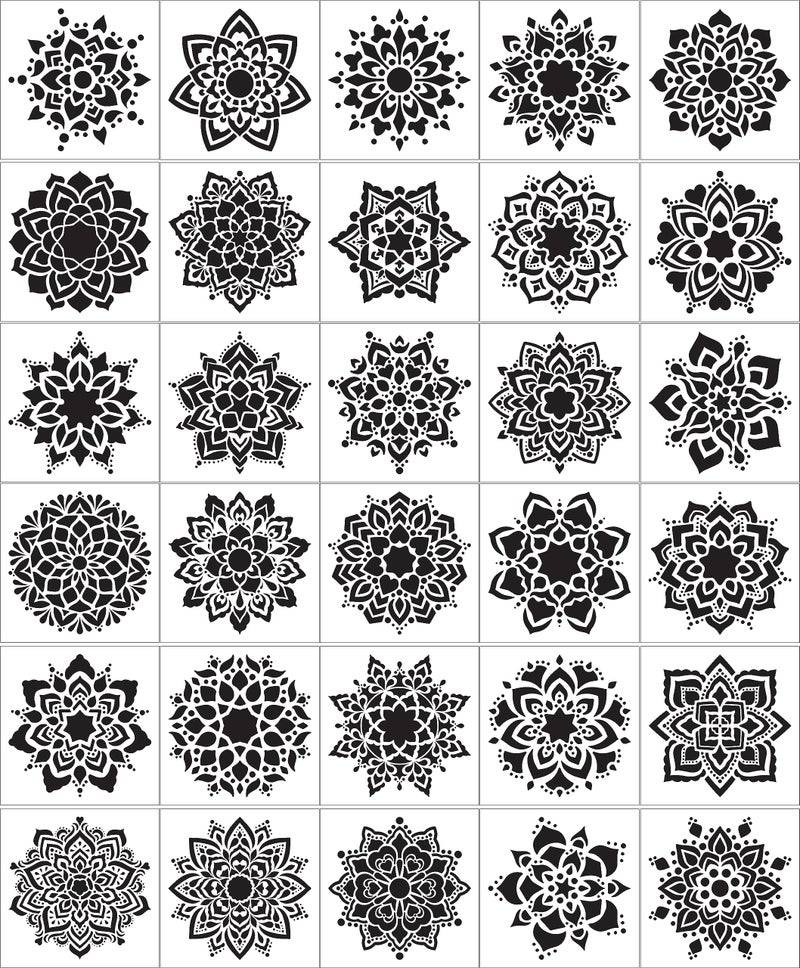 Snoogg مجموعة SNOOGG مانديلا 10 من قوالب الرسم بالنقاط مقاس 8 بوصات مثالية لمشاريع فن الرسم على الصخور، قوالب مانديلا للرسم على الأثاث الخشبي - Image 1