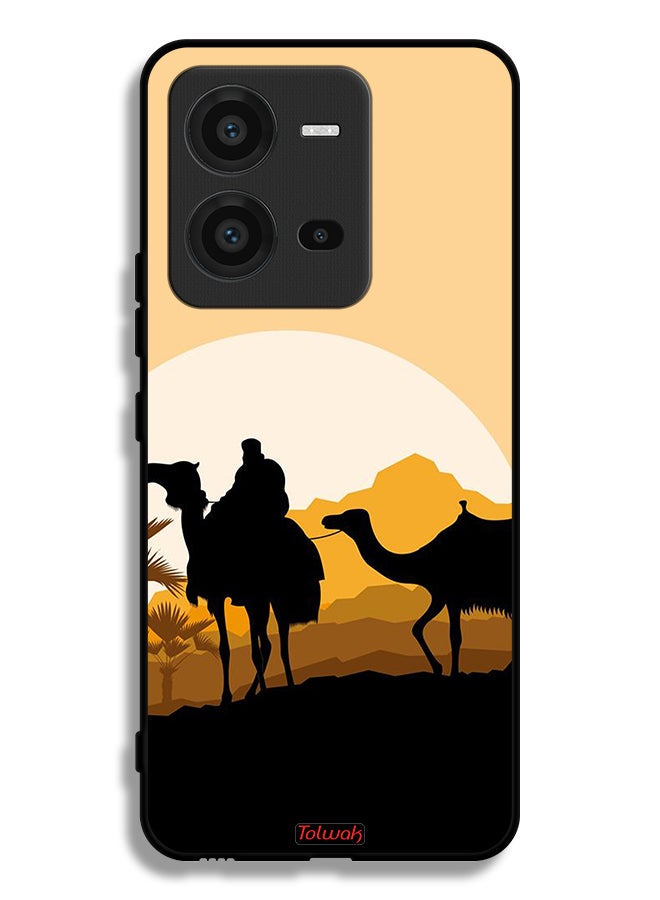 Tolwak Vivo V25 5G Protective Case Cover Camels In Desert Art - Image 2