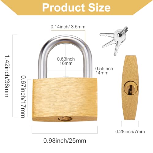 Kenning 16 Pcs Solid Keyed Alike Padlocks 098 Solid Brass Padlock with Key Weatherproof Luggage Locks Suitcase Lock Wide Body with Hardened Steel Shackle for Sheds Storage Unit Gym Fence - Image 3