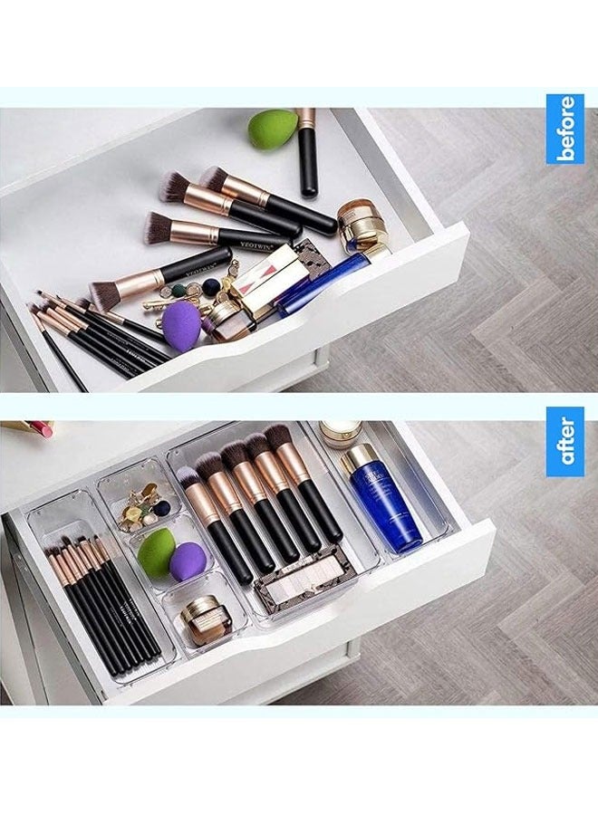 BOUND MOAT 7PCS Drawer Organizers Tray Set,4 Sizes Plastic Vanity Drawer Organizers and Storage Bins,Desk Drawer Organizer Trays,Bathroom Drawer Organizer Trays for Bedroom,Kitchen,Office - Image 2