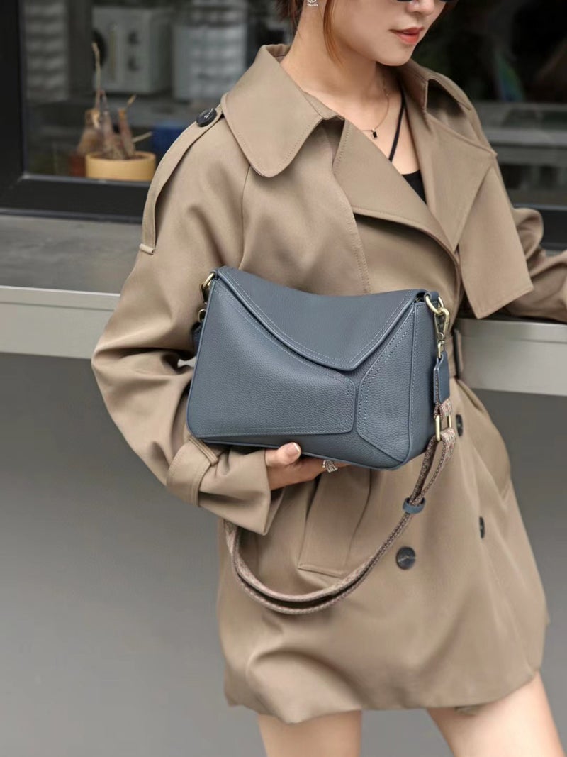 Bag Women'S New Arrival Shoulder Underarm Bag Geometric Bag Women'S Genuine Leather Pillow Bag Togo Top Layer Cowhide Crossbody Bag 6408 - Image 3