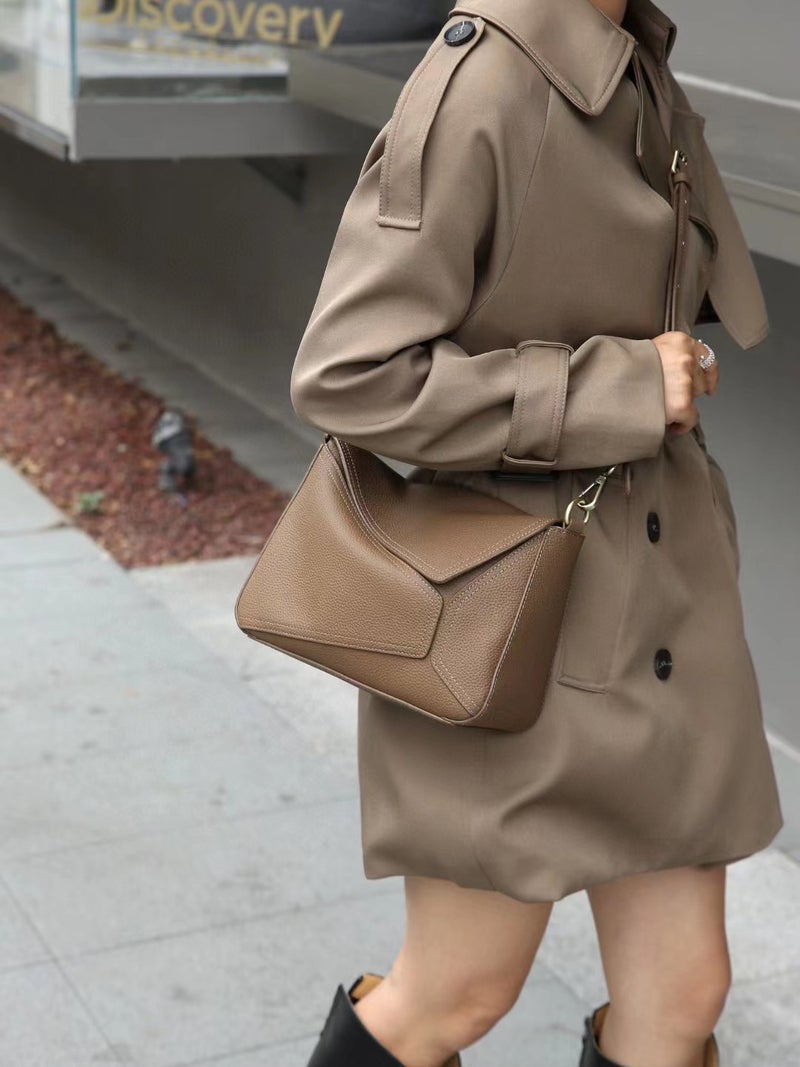 Bag Women'S New Arrival Shoulder Underarm Bag Geometric Bag Women'S Genuine Leather Pillow Bag Togo Top Layer Cowhide Crossbody Bag 6408 - Image 2