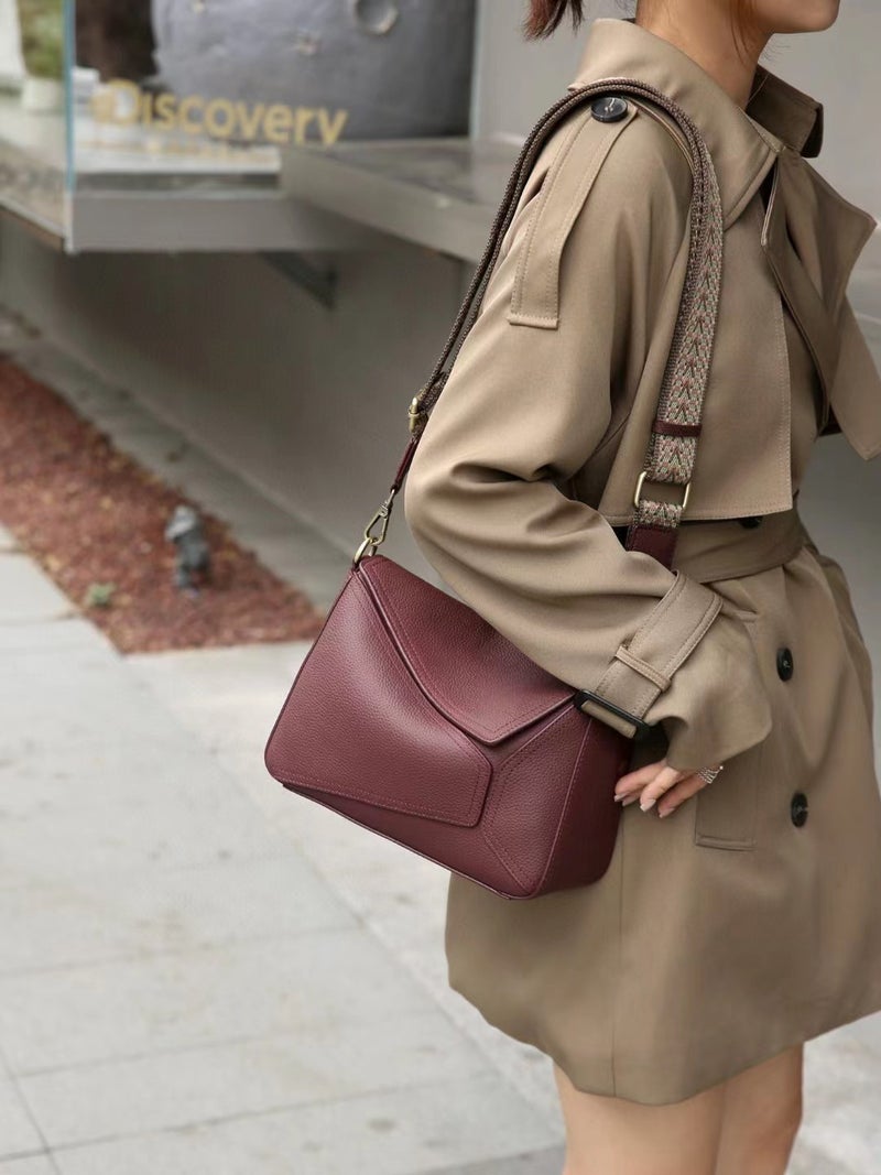 Bag Women'S New Arrival Shoulder Underarm Bag Geometric Bag Women'S Genuine Leather Pillow Bag Togo Top Layer Cowhide Crossbody Bag 6408 - Image 5