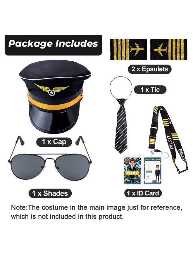 Keymall Keymall Kids Pilot Costume Accessories Set With Aviator Hat Sunglasses Tie Pin for Aviation Halloween Dress Up (Set B-2)  - Image 5
