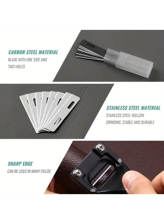 10 شفرات من الفولاذ المقاوم للصدأ مجموعة أدوات قطع الجلود DIY حرفية حواف حادة - Image 4