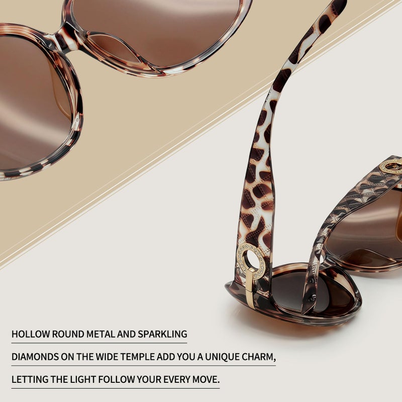 Joopin Big Leopard Sunglasses Large Tortoise Shades for Women Ladies Elegant Turtleshell Sun Glasses Polarized UV400 Trendy Brown Sunnies - Image 5