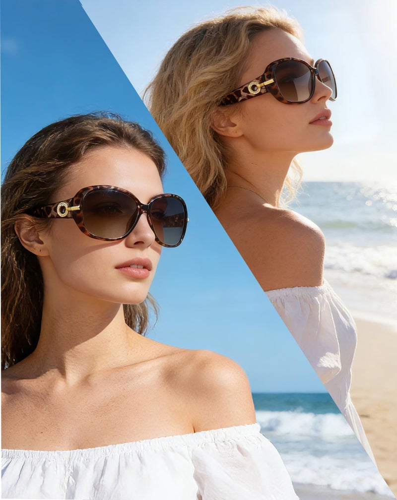 Joopin Big Leopard Sunglasses Large Tortoise Shades for Women Ladies Elegant Turtleshell Sun Glasses Polarized UV400 Trendy Brown Sunnies - Image 2