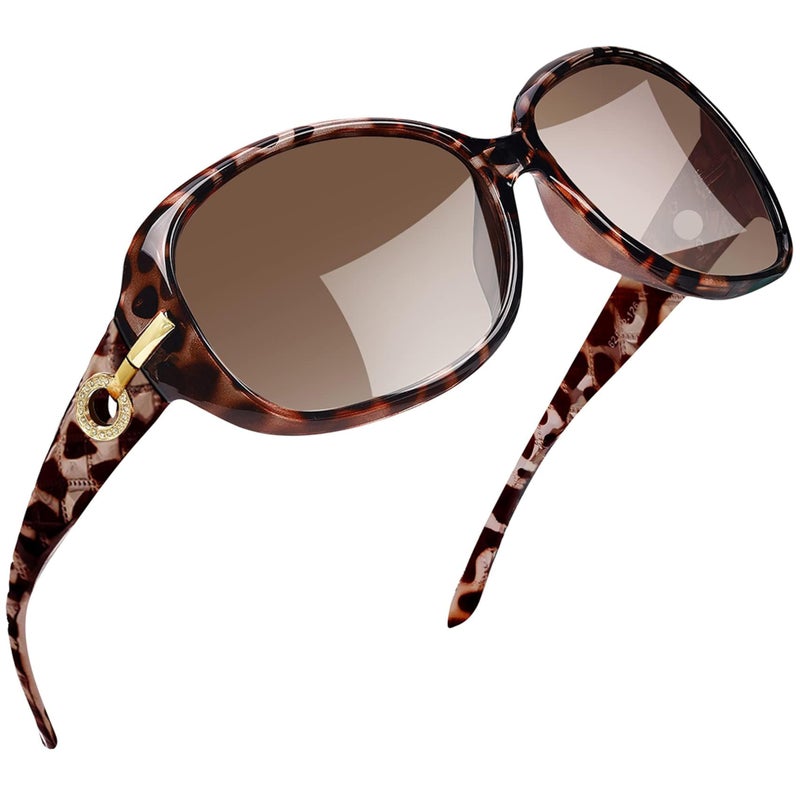Joopin Big Leopard Sunglasses Large Tortoise Shades for Women Ladies Elegant Turtleshell Sun Glasses Polarized UV400 Trendy Brown Sunnies - Image 1