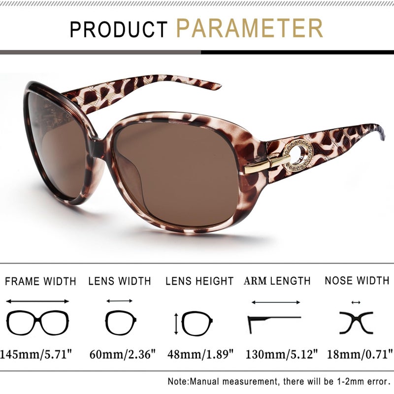Joopin Big Leopard Sunglasses Large Tortoise Shades for Women Ladies Elegant Turtleshell Sun Glasses Polarized UV400 Trendy Brown Sunnies - Image 4