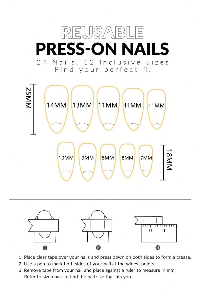 Almond shaped fake nails. The box contains 24 nails with a nail file and glue - Image 5