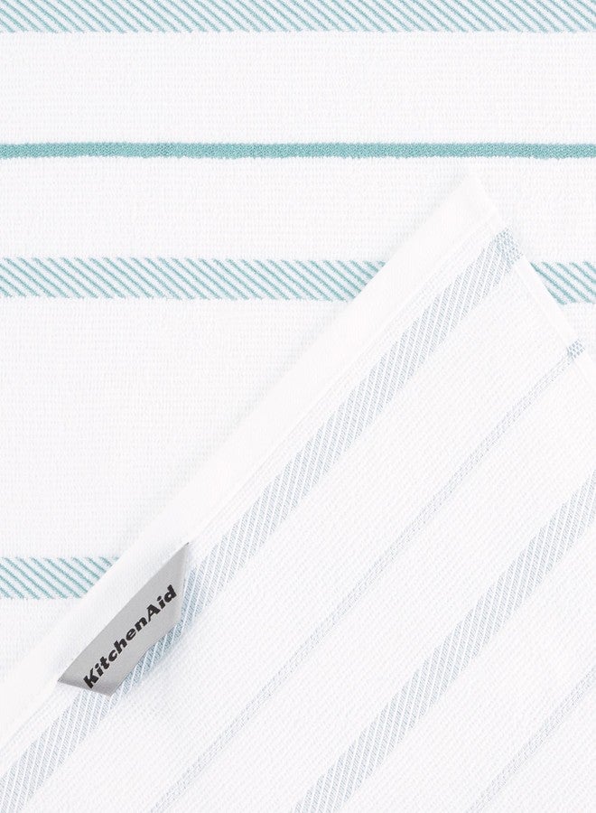 KitchenAid مجموعة من 4 من مناشف المطبخ كيتشن إيد ألباني، ماء معدني أكوا/أبيض، 16"x26" - Image 5