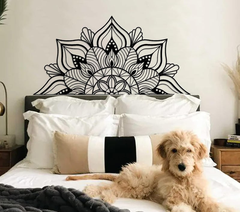 Resama Resama Large Metal Mandala Wall Decor, Unique Lotus Flower Wall Art, Suitable for Office and Home Indoor and Outdoor Decoration (Black, 45''x22.6'' / 114x57.5cm)  - Image 5