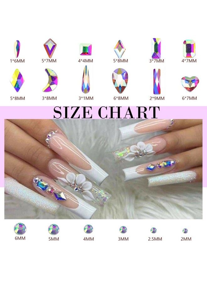 Canvalite 1820Pcs Rhinestones Nail Gems 12 Styles 3D Glass Crystals Nail Charms Shiny Multi Shape Flatback Nail Rhinestones For Nail Art With Rhinestones Picker And Tweezers For Diy Nail Art - Image 3