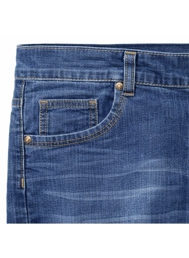 شورت جينز كلاسيكي رجالي، لون أزرق متوسط، تصميم بخمسة جيوب مع زر ذهبي اللون - Image 5