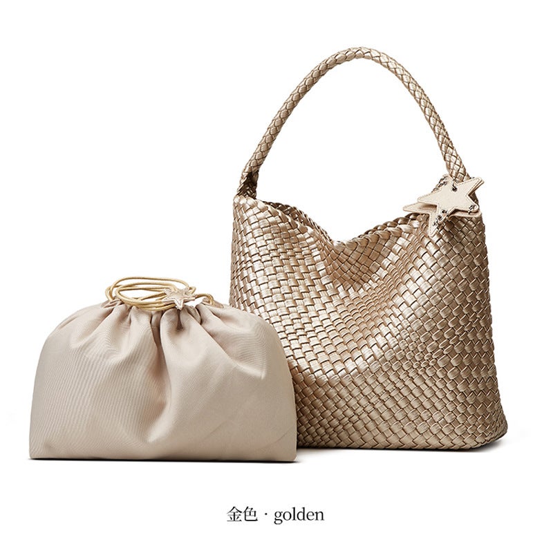 Advanced Niche Design Handmade Woven Bag Large Capacity Tote Bag Casual Lazy Style Shoulder Underarm Bucket Bag - Image 4