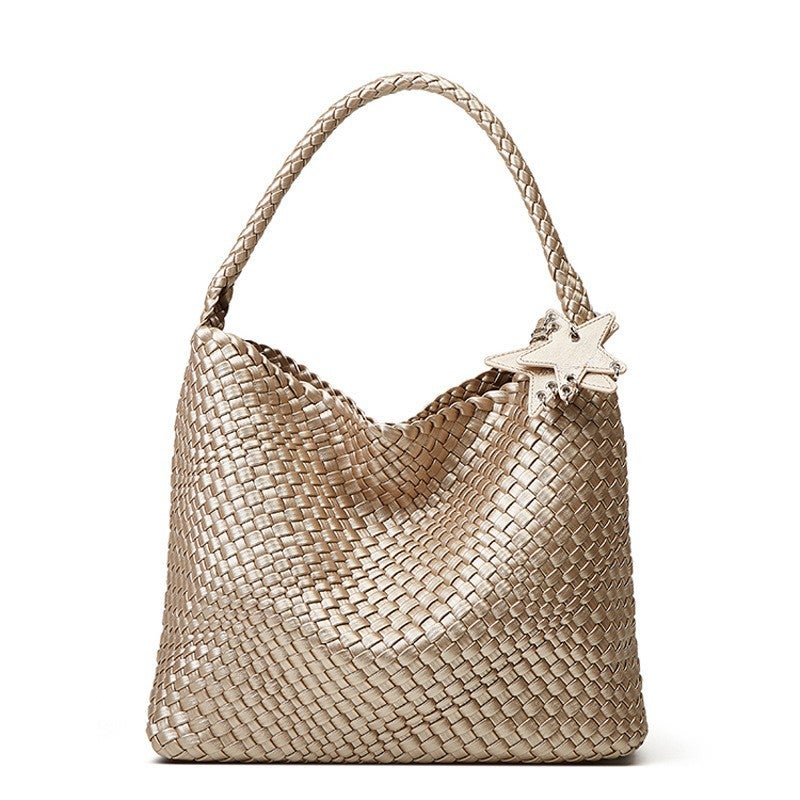 Advanced Niche Design Handmade Woven Bag Large Capacity Tote Bag Casual Lazy Style Shoulder Underarm Bucket Bag - Image 3